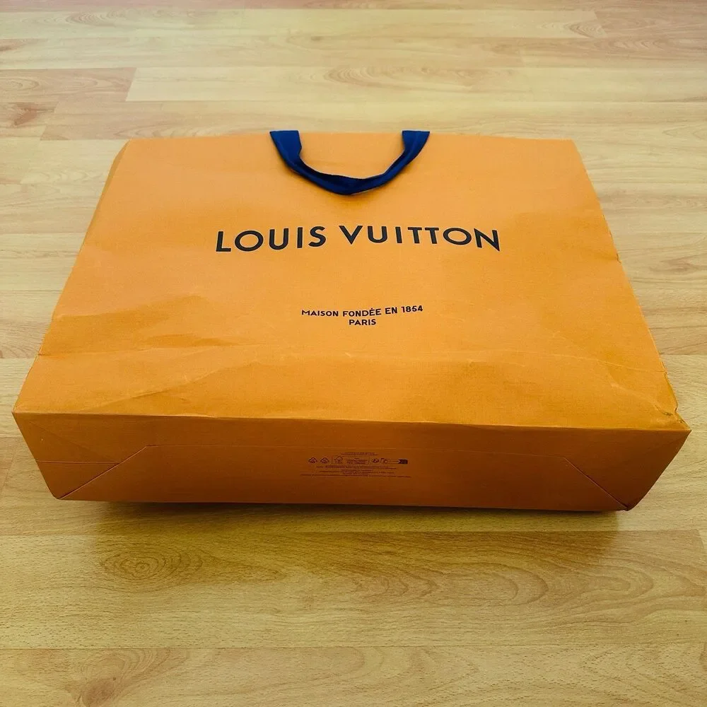LV Louis Vuitton Paper Shopping Bag - orange large, 18.75